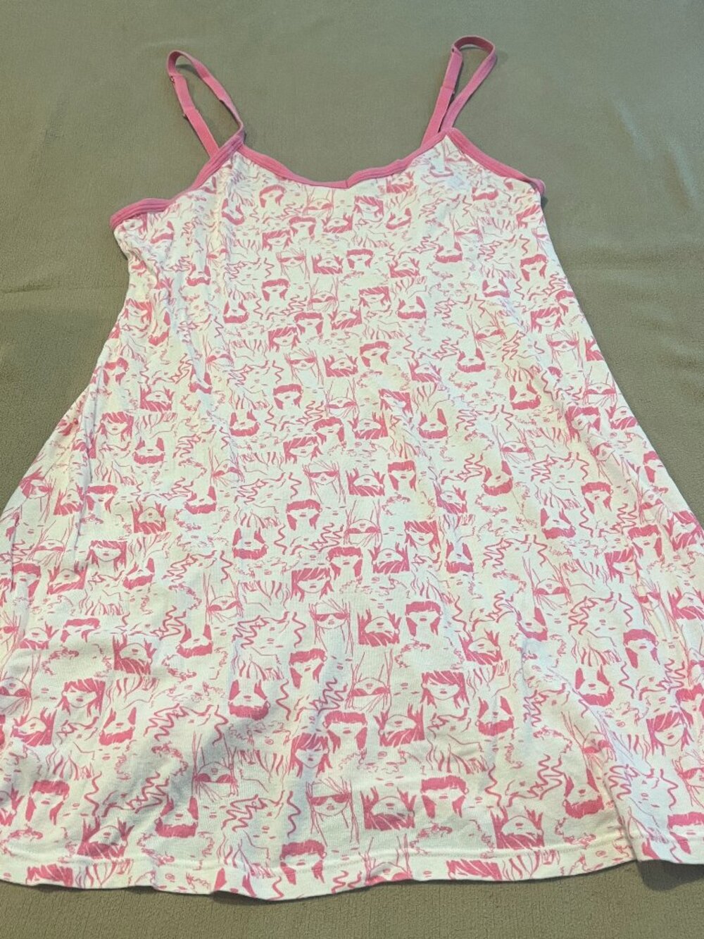Victoria Secret Women's Pink White Graphic Print Vintage Nightgown Size M